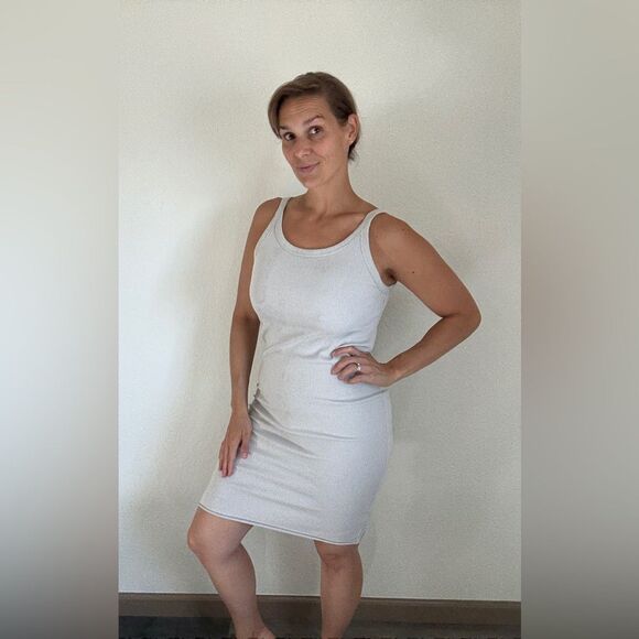 H&M Ribbed Bodycon Dress Medium Minimalist Gray - Picture 4 of 11
